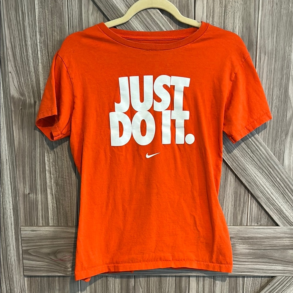 Nike Orange Short Sleeve Tee Iconic Slogan